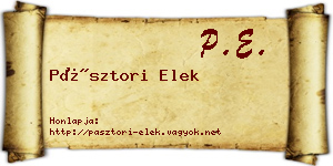 Pásztori Elek névjegykártya